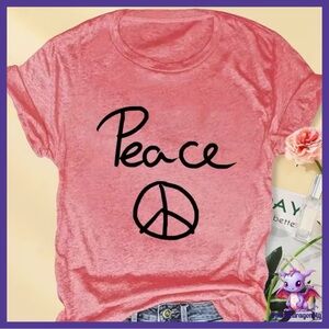 Rosy Pink Peace Graphic T-Shirt